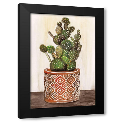 Potted Cactus I Black Modern Wood Framed Art Print with Double Matting by Stellar Designs Studio