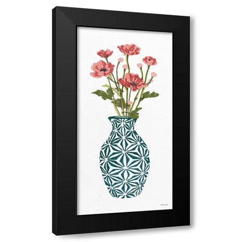 Tile Vase with Bouquet I Black Modern Wood Framed Art Print by Stellar Designs Studio
