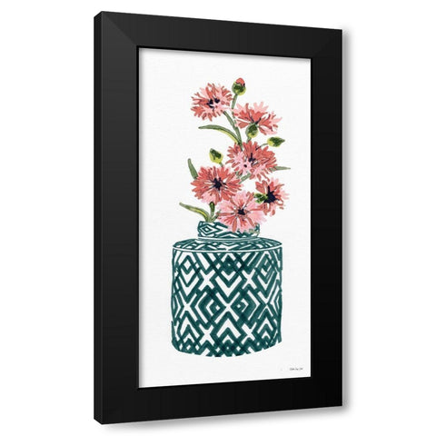 Tile Vase with Bouquet II Black Modern Wood Framed Art Print by Stellar Designs Studio