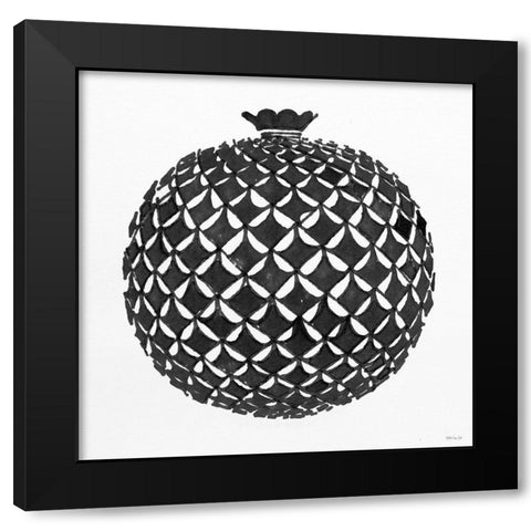 Tile Vase 3 Black Modern Wood Framed Art Print with Double Matting by Stellar Design Studio