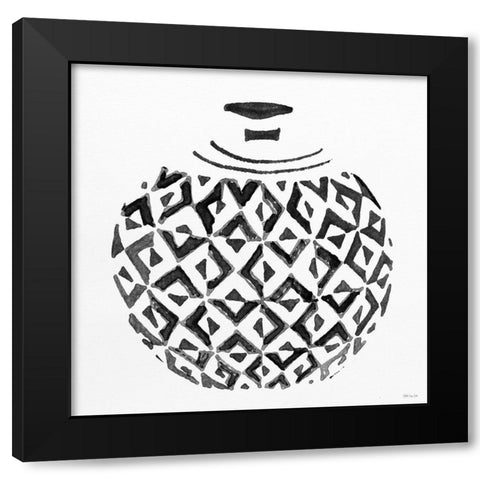 Tile Vase 4 Black Modern Wood Framed Art Print with Double Matting by Stellar Design Studio