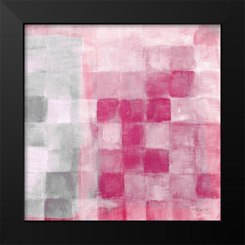 Fuchsia and Gray Grid Black Modern Wood Framed Art Print by Stellar Designs Studio