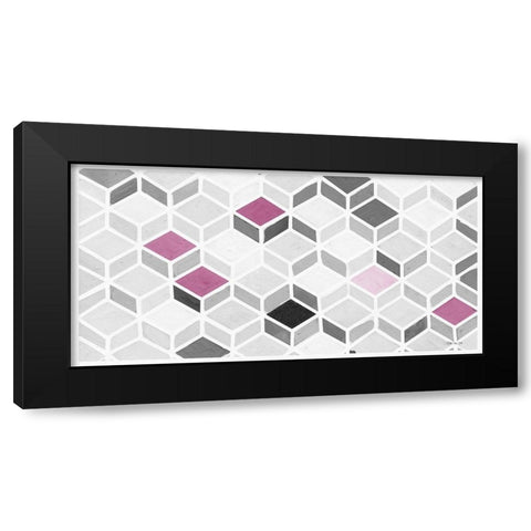 Fuchsia and Gray Pattern Black Modern Wood Framed Art Print by Stellar Designs Studio