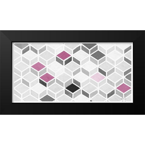 Fuchsia and Gray Pattern Black Modern Wood Framed Art Print by Stellar Designs Studio