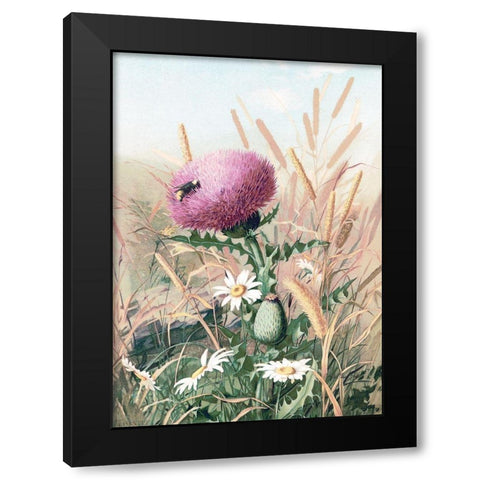 Meadow Flowers 1 Black Modern Wood Framed Art Print with Double Matting by Stellar Design Studio