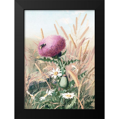 Meadow Flowers 1 Black Modern Wood Framed Art Print by Stellar Design Studio