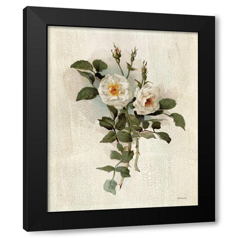 White Roses Black Modern Wood Framed Art Print by Stellar Design Studio