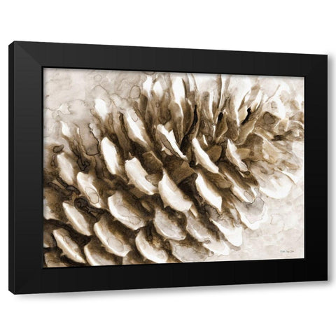 Snowy Pinecone Black Modern Wood Framed Art Print with Double Matting by Stellar Design Studio