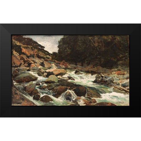 Rocky Stream     Black Modern Wood Framed Art Print by Stellar Design Studio