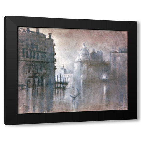 Moonlight Over Venice 2 Black Modern Wood Framed Art Print with Double Matting by Stellar Design Studio