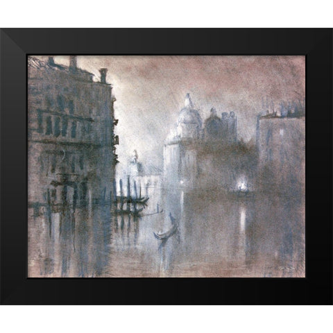 Moonlight Over Venice 2 Black Modern Wood Framed Art Print by Stellar Design Studio