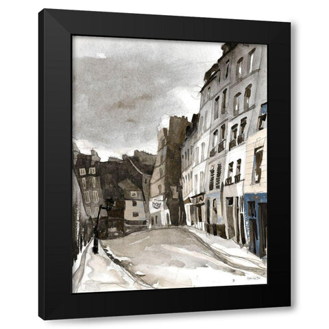 Paris Street 1 Black Modern Wood Framed Art Print by Stellar Design Studio