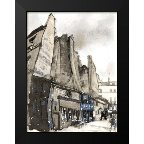 Paris Street 2 Black Modern Wood Framed Art Print by Stellar Design Studio