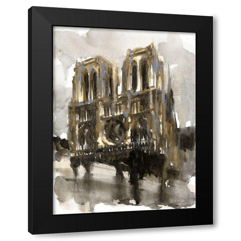 Paris Street 3 Black Modern Wood Framed Art Print with Double Matting by Stellar Design Studio