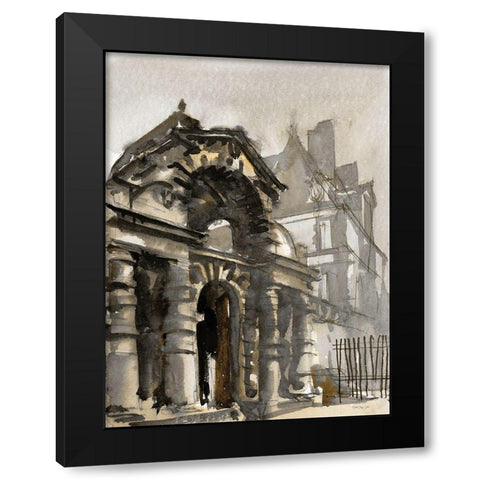 Paris Street 4 Black Modern Wood Framed Art Print by Stellar Design Studio