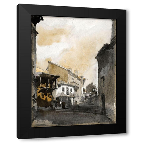 Paris Street 6 Black Modern Wood Framed Art Print with Double Matting by Stellar Design Studio