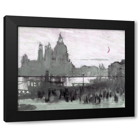 Venice Moonlight Black Modern Wood Framed Art Print by Stellar Design Studio