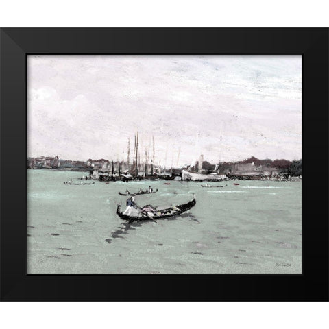 Venice Gondola Black Modern Wood Framed Art Print by Stellar Design Studio