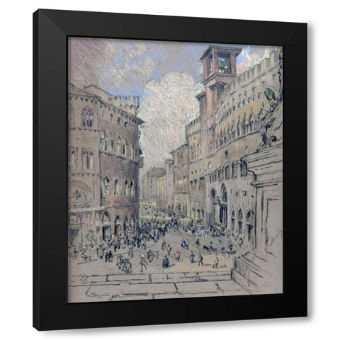 City Square Black Modern Wood Framed Art Print by Stellar Design Studio