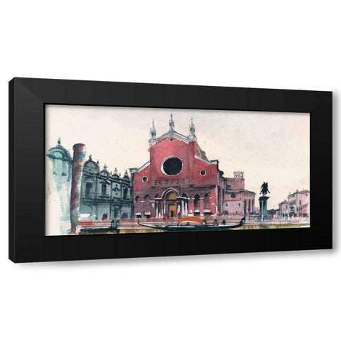 Venice Waterway Black Modern Wood Framed Art Print with Double Matting by Stellar Design Studio