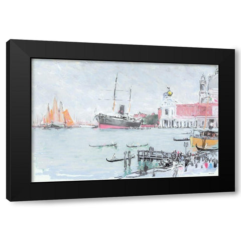 Port of Venice Black Modern Wood Framed Art Print by Stellar Design Studio