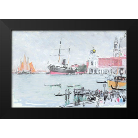 Port of Venice Black Modern Wood Framed Art Print by Stellar Design Studio