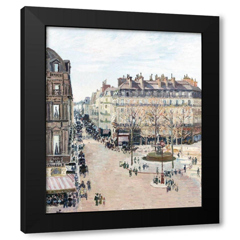 La Rue Saint Honore Black Modern Wood Framed Art Print with Double Matting by Stellar Design Studio