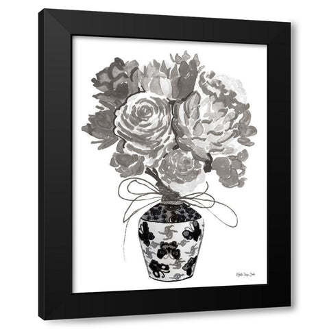 Gray Bouquet Black Modern Wood Framed Art Print with Double Matting by Stellar Design Studio