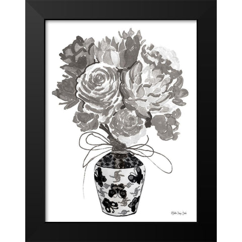 Gray Bouquet Black Modern Wood Framed Art Print by Stellar Design Studio