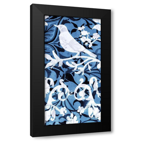 Cobalt Pattern II Black Modern Wood Framed Art Print with Double Matting by Stellar Design Studio