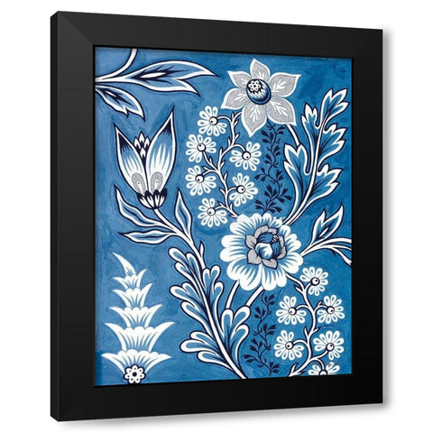 Floral Tapestry Study Black Modern Wood Framed Art Print with Double Matting by Stellar Design Studio