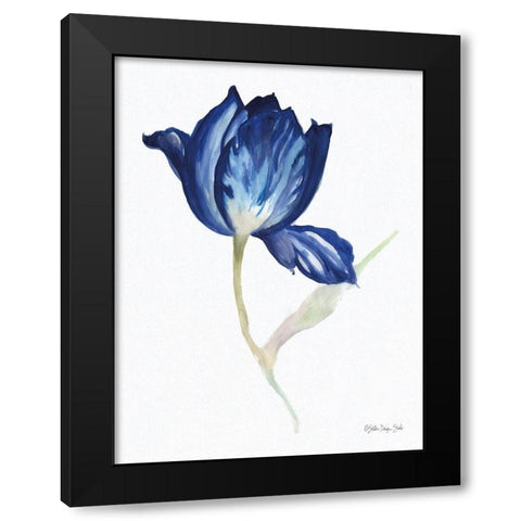 Blue Flower Stem II Black Modern Wood Framed Art Print by Stellar Design Studio