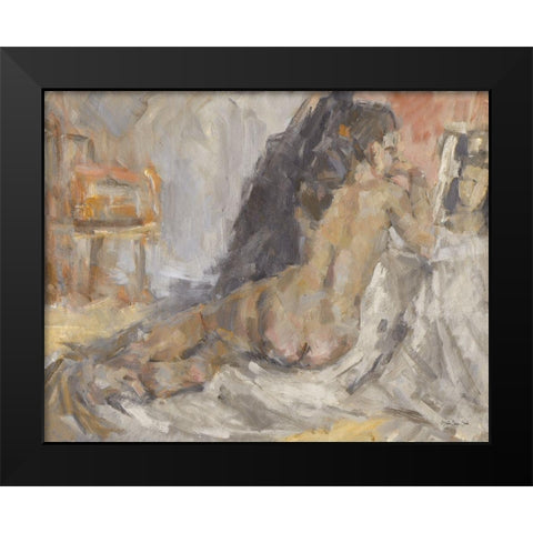 Reclining Figure Black Modern Wood Framed Art Print by Stellar Design Studio