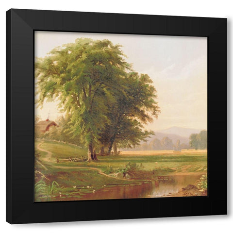 Country Pond 1 Black Modern Wood Framed Art Print with Double Matting by Stellar Design Studio