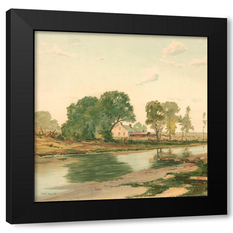 Country Pond 3 Black Modern Wood Framed Art Print with Double Matting by Stellar Design Studio