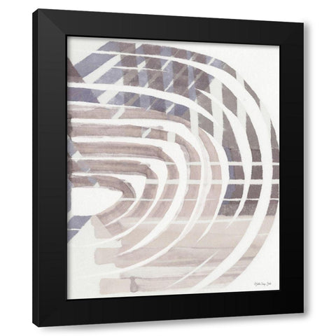 Abstract Curves Black Modern Wood Framed Art Print by Stellar Design Studio