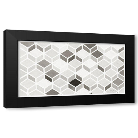 White and Gray Pattern     Black Modern Wood Framed Art Print with Double Matting by Stellar Design Studio