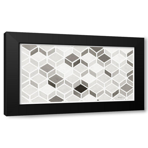 White and Gray Pattern     Black Modern Wood Framed Art Print by Stellar Design Studio