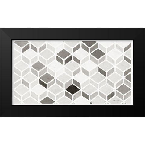 White and Gray Pattern     Black Modern Wood Framed Art Print by Stellar Design Studio