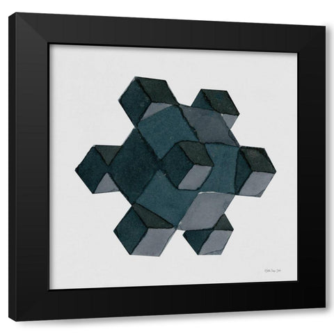 Geo 2 Black Modern Wood Framed Art Print with Double Matting by Stellar Design Studio