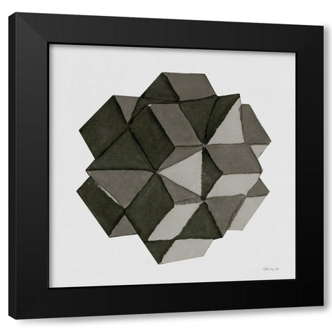 Geo 3 Black Modern Wood Framed Art Print with Double Matting by Stellar Design Studio