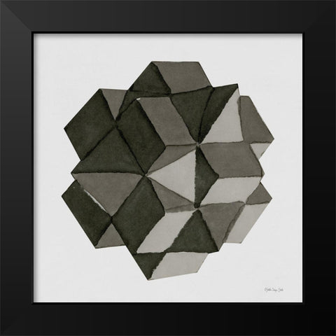 Geo 3 Black Modern Wood Framed Art Print by Stellar Design Studio