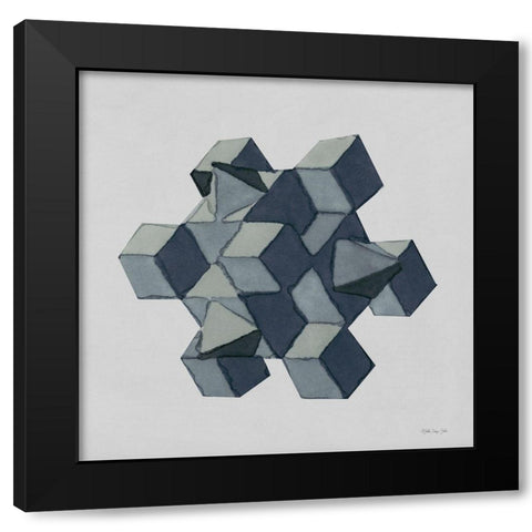 Geo 4 Black Modern Wood Framed Art Print with Double Matting by Stellar Design Studio