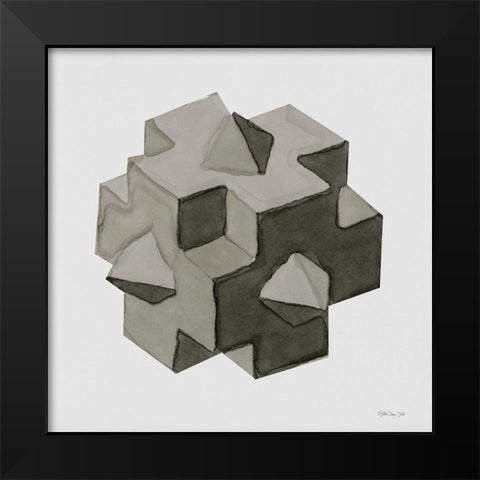 Geo 5 Black Modern Wood Framed Art Print by Stellar Design Studio