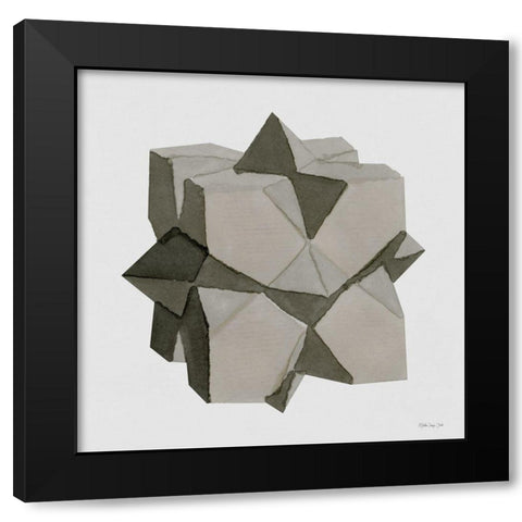 Geo 6 Black Modern Wood Framed Art Print with Double Matting by Stellar Design Studio
