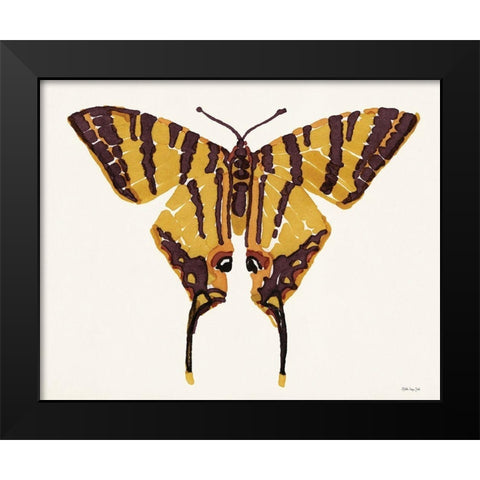 Papillon 2 Black Modern Wood Framed Art Print by Stellar Design Studio