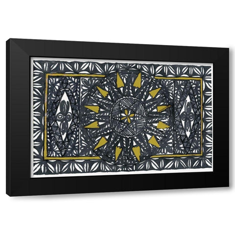 Sunburst Black Modern Wood Framed Art Print by Stellar Design Studio