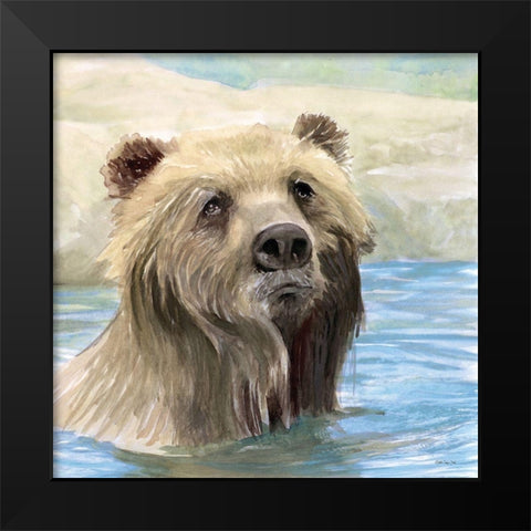 Bear Bath Black Modern Wood Framed Art Print by Stellar Design Studio