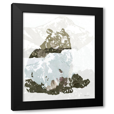 Bear Impression 2 Black Modern Wood Framed Art Print with Double Matting by Stellar Design Studio