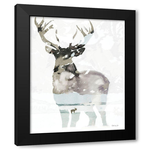 Elk Impression 1 Black Modern Wood Framed Art Print by Stellar Design Studio